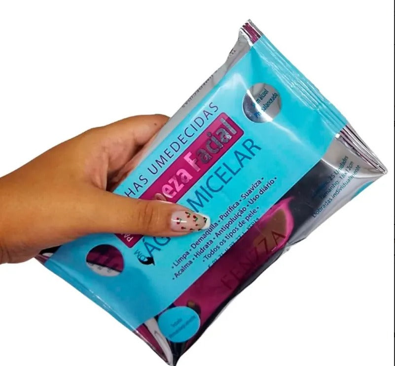 Lenço toalhas umedecidas Para limpeza facial água micelar FENZZA